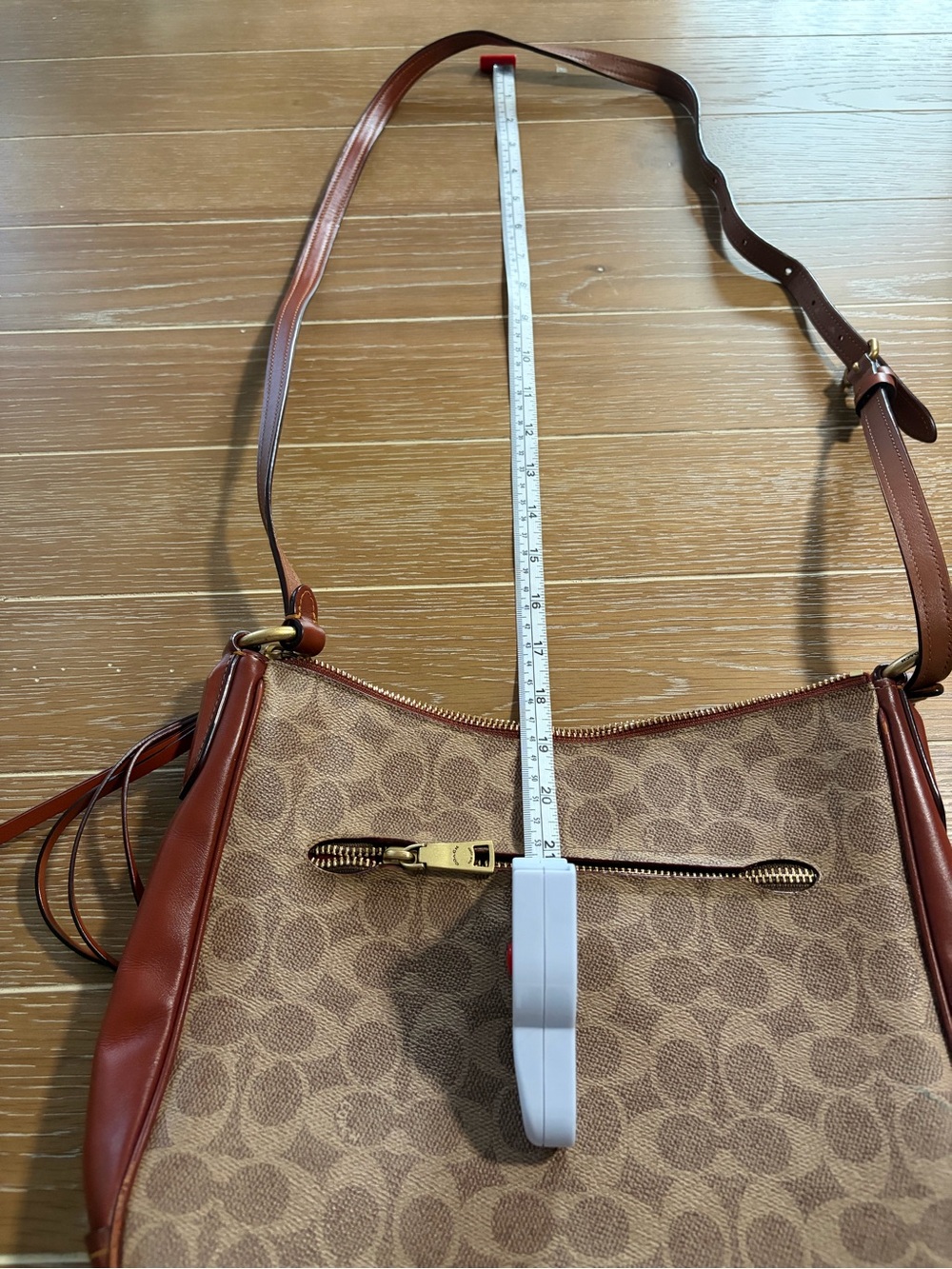 Coach Tan Signature Canvas crossbody with Brown Leather Trim - Picture 9 of 9